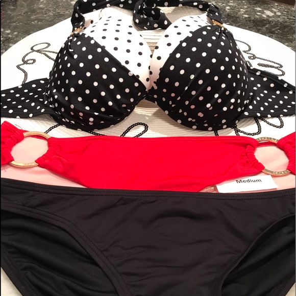 Victoria’s Secret bikini push up poke dot two toned 34DD/S or other bottoms - Picture 11 of 15